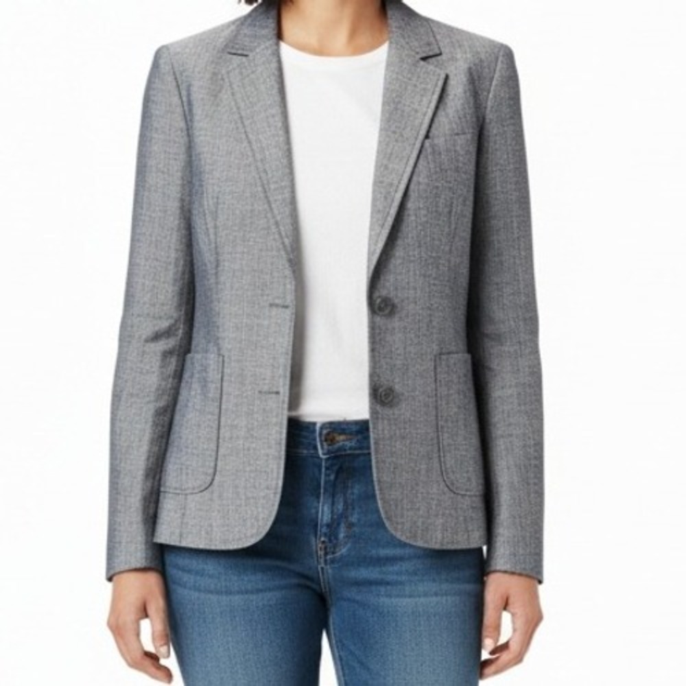 GAP Classic Chambrey Women's Blazer Two Button Pockets Office Career Crop